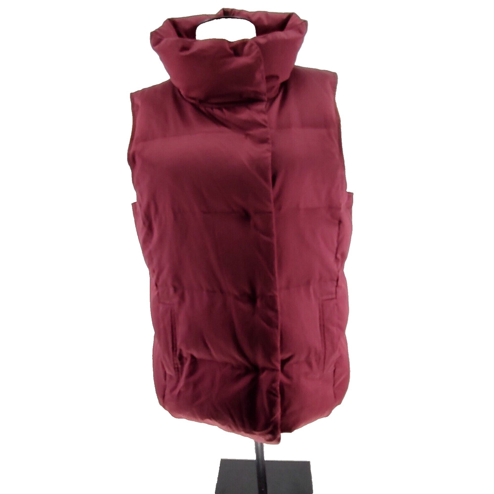 J. Jill Woman Rust Color Puffer Down Vest Size Large 2 pocket Hidden Snap Closer